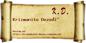 Krizmanits Dezső névjegykártya